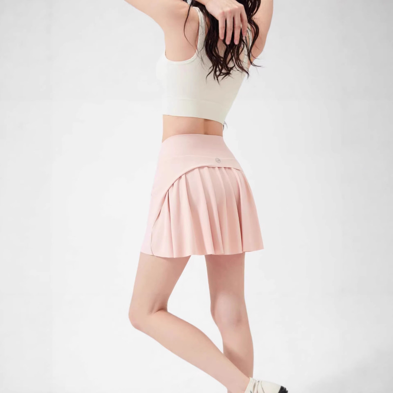 Summer New Style Nylon High-Elastic Ice Silk Tennis Skirt, Thin Breathable Yoga Anti-Exposure Sports Skirt for Women