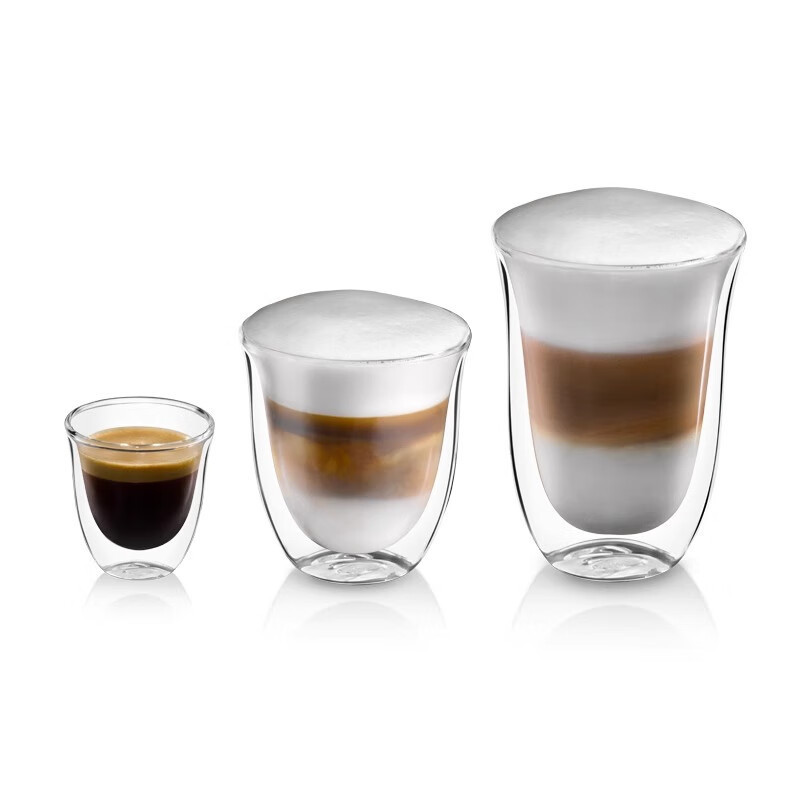 Delonghi Double-Layer Glass Double-Layer Glass Espresso Cup Coffee Cup 2 Pieces as a Souvenir for Besties and Friends