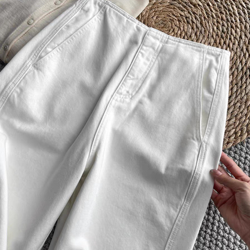Highly Recommended! the Fit Is Absolutely Amazing! Imported Pure Cotton Sickle Jeans for Women, Cocoon-Shaped High-Waisted Slimming Cropped Pants