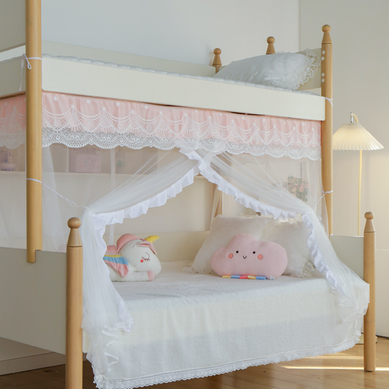 Children's Bunk Bed Mosquito Net Princess Style Student Dormitory Bunk Bed Mosquito Net Girls' High and Low Bunk Bed Mosquito Net