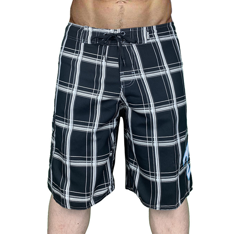 Summer Billabong Men's Casual Quick-Drying Beach Shorts Plaid Black Sports Surfing Shorts