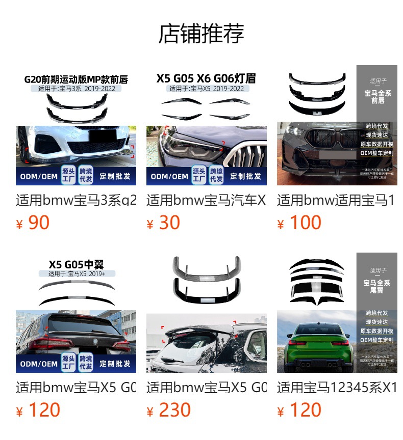 Suitable for Bmw X5 G05 2019+ Mp Rear Wing Top Wing Fixed Wind Wing Car Cross-Border Modification Parts