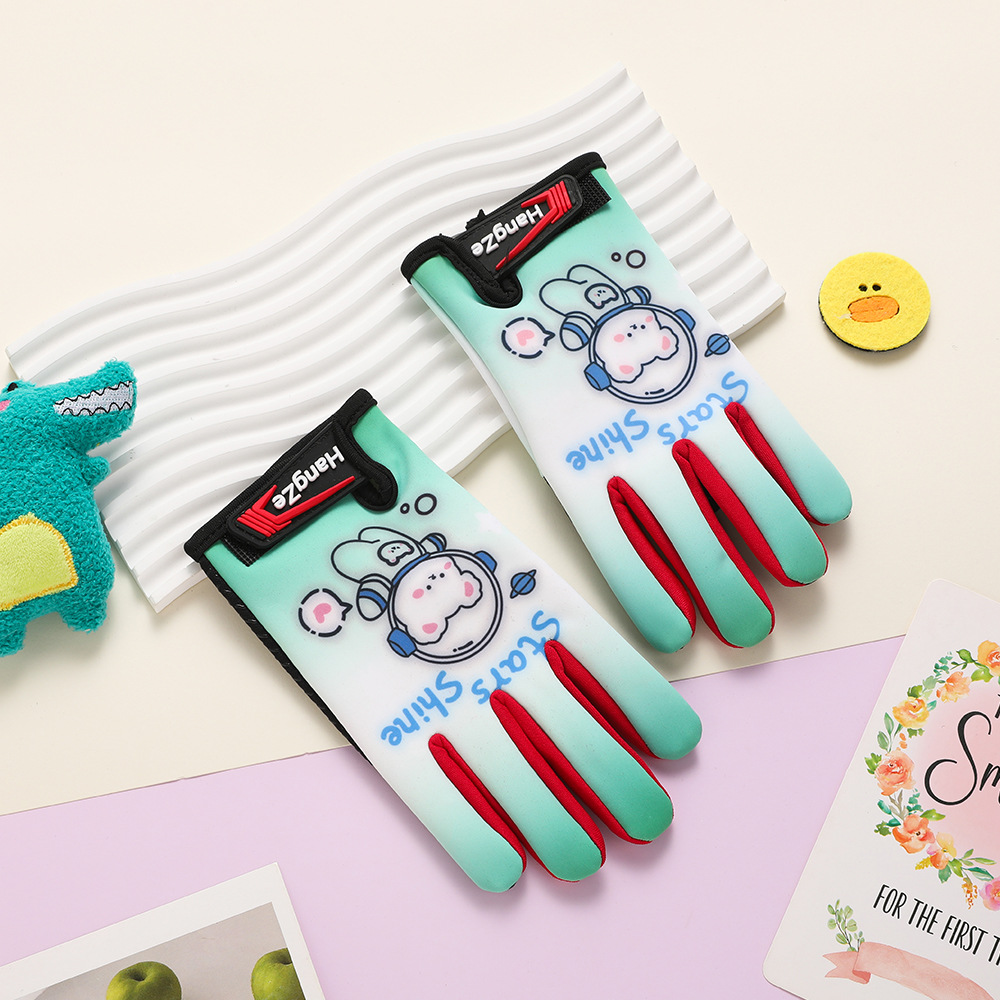 Guantes para niños otoño y invierno estudiantes a prueba de viento dibujos animados de terciopelo caliente guantes de grasa al aire libre a prueba de frío