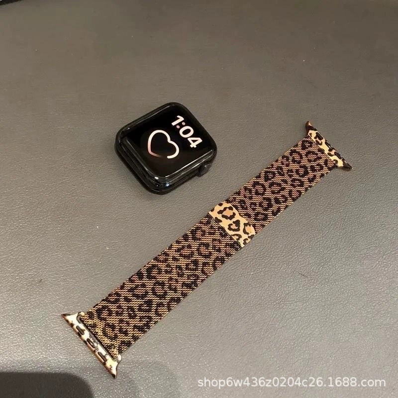 Премиум браслет для Apple Watch с леопардовым принтом, магнитный, совместимый с Apple Watch S10IWATCH