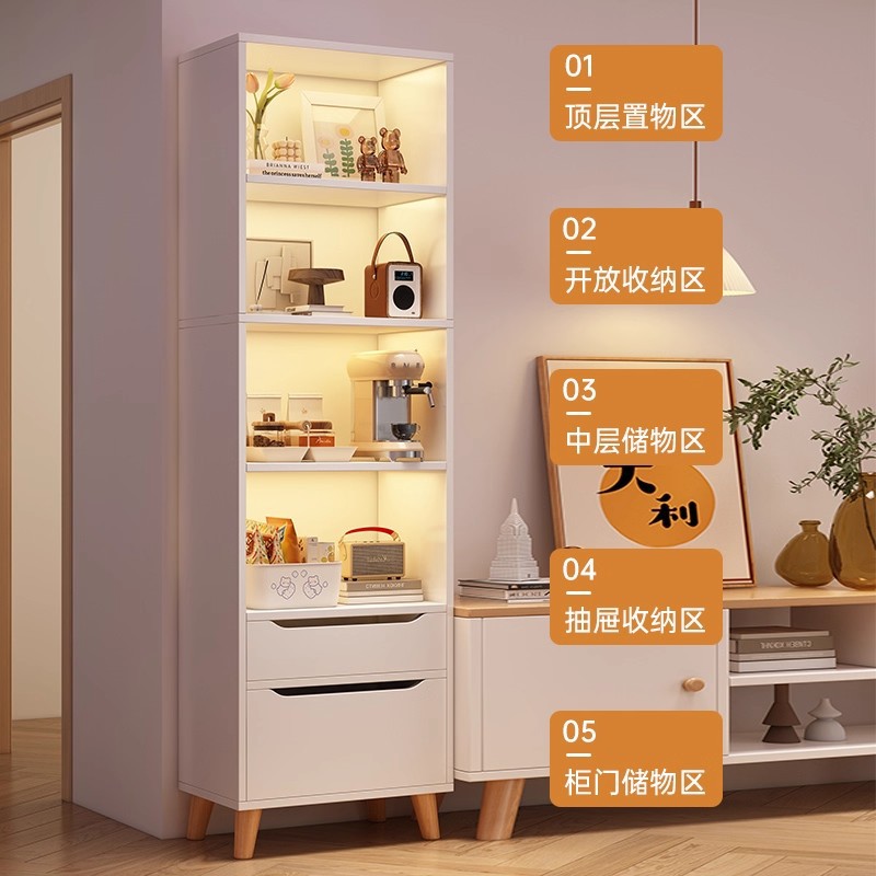 Estante de libros Estante de piso Gabinete doméstico Salón contra la pared Gabinete de exhibición del dormitorio Gabinete de televisión junto al armario de almacenamiento