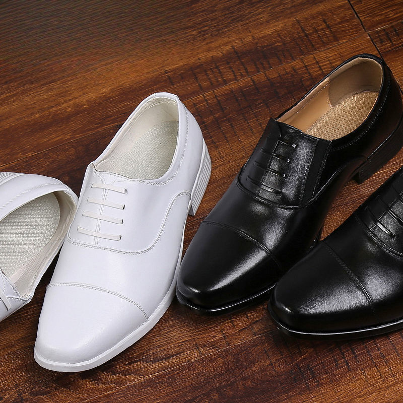 Authentic Three-Joint White Leather Shoes for Men's Wedding Three-Joint Security Formal Wear Spring & Fall Black Leather Shoes Performance Sea White Shoes