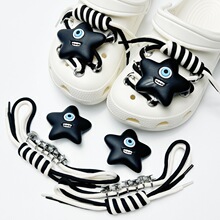 跨境批发洞洞鞋配饰diy树脂鞋花黑色搞怪眼睛创意热销款鞋扣饰扣