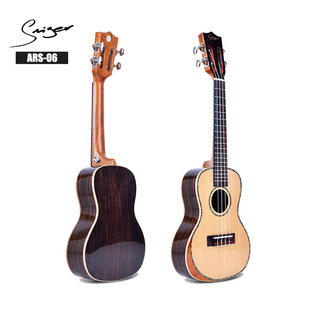 Factory Wholesale Glossy Single-Board Ukulele with Spruce and Rosewood Classical Headrest