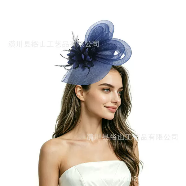 Best-selling in Europe and America: Feather headpiece for horse racing festivals, photo shoots, parties, and banquets, paired with mesh hair accessories