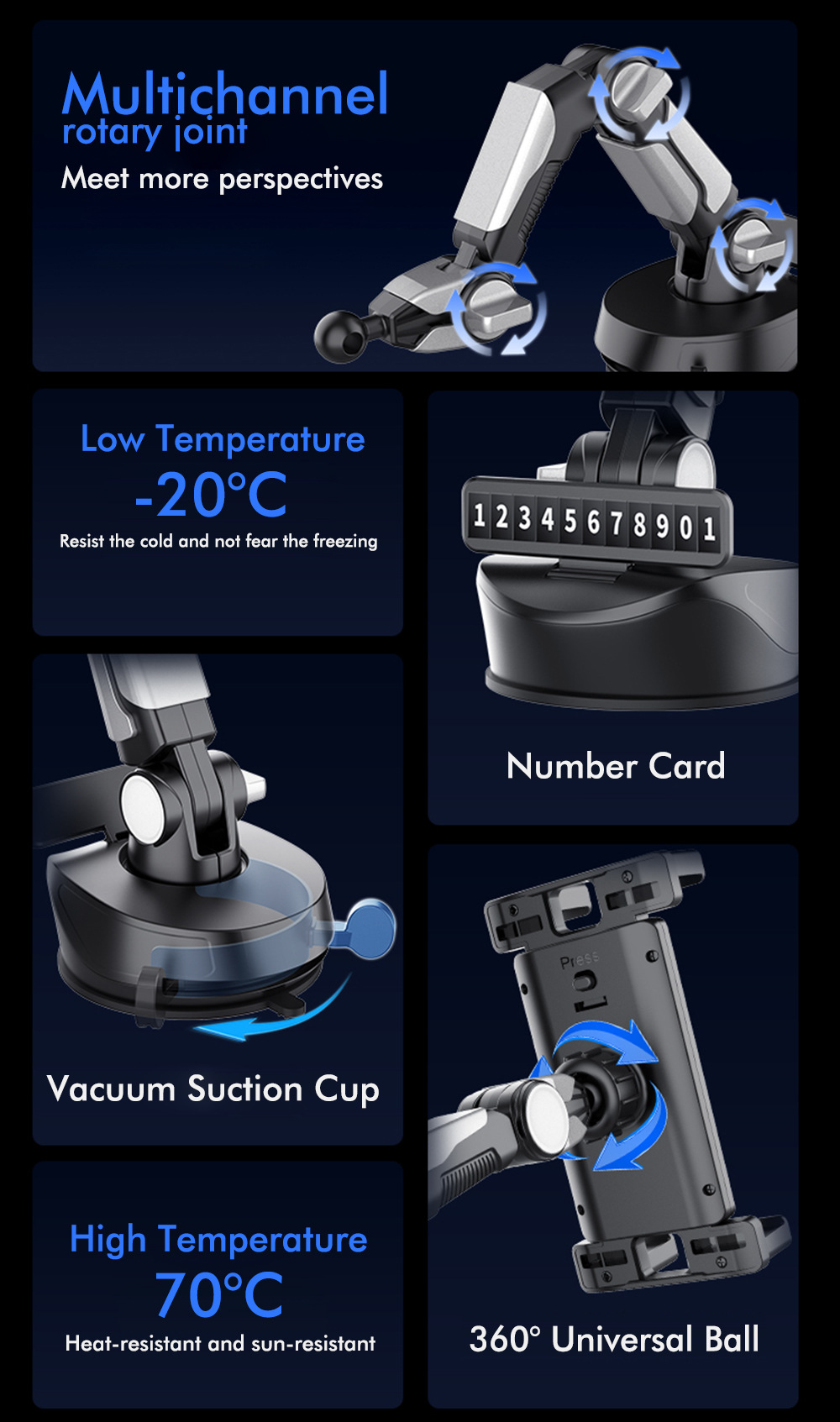 Suction Cup Car Phone Tablet Holder for Truck Dashboard