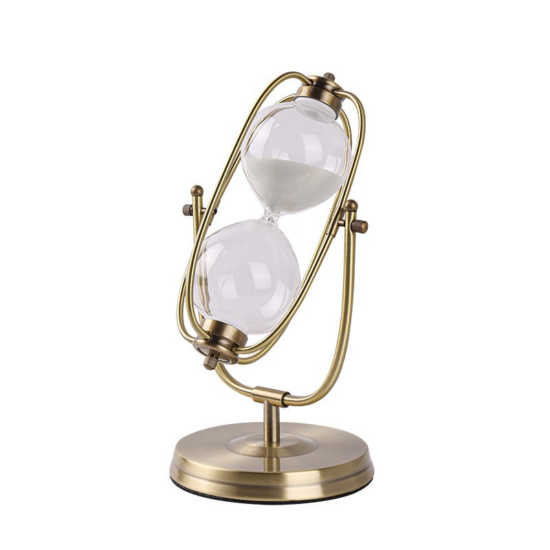 Metal 15 Minutes Gold Rotating Timer Hourglass Office Decoration Light Luxury Desktop Ornament_voghion.com