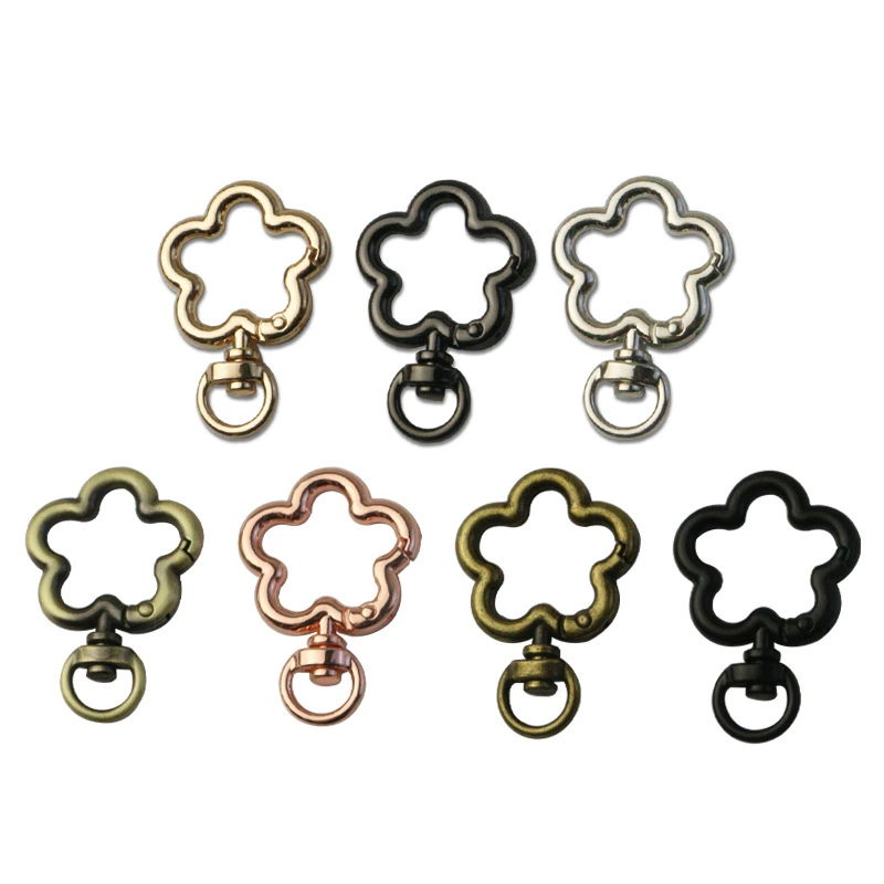 Plum blossom spring buckle round tail open spring hanging ring bag strap flower hanging buckle key chain bag strap connecting buckle