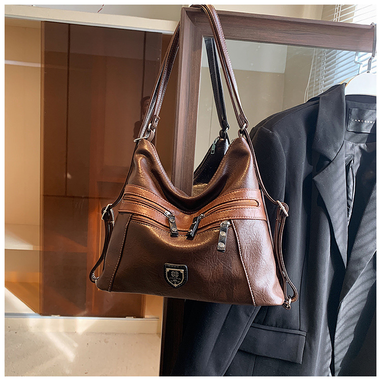 Femeii geantă de mână de umăr dublu Crossbody geantă de mână de mare capacitate geantă de mână retro cu un umăr la subraț_voghion.com