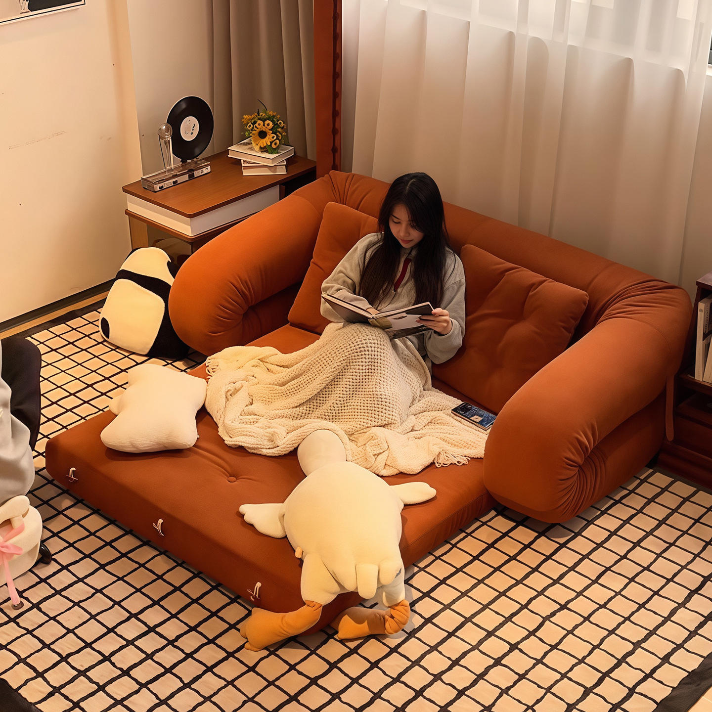 Sofá cama de compresión transfronteriza retrógrada para perros humanos plegable sentado en una sala de estar pequeña sofá perezoso