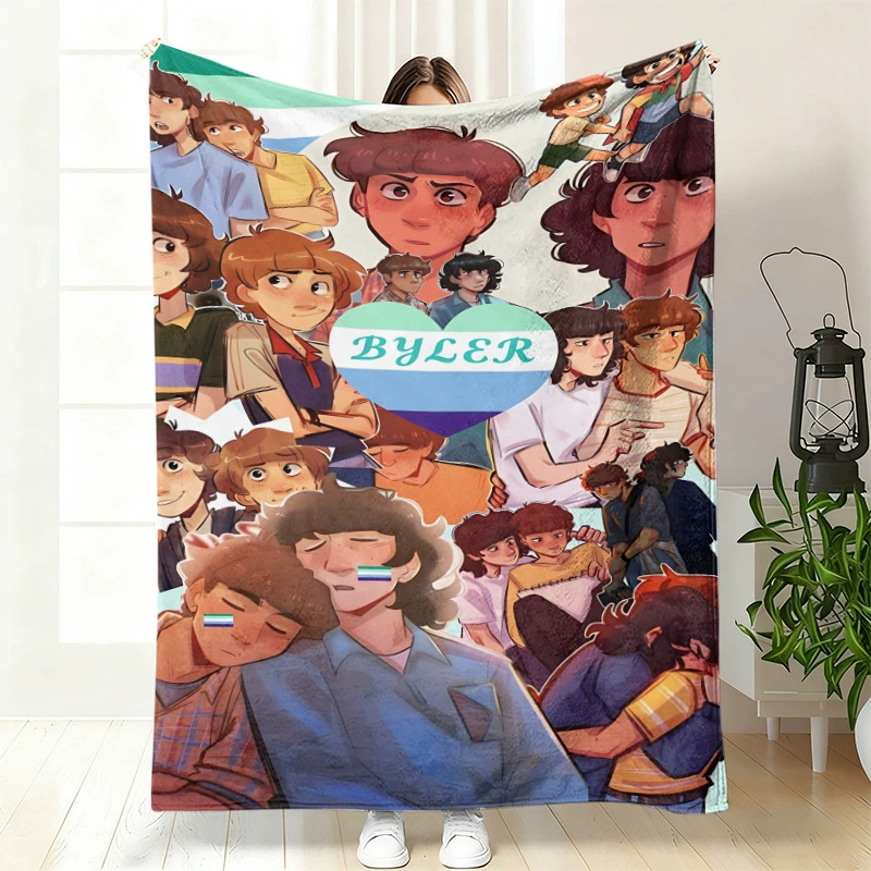 Плюшевая флисовая плед-одеяло BylerCP (в стиле Stranger Things), мягкий для отдыха, 70×100–150×200 см