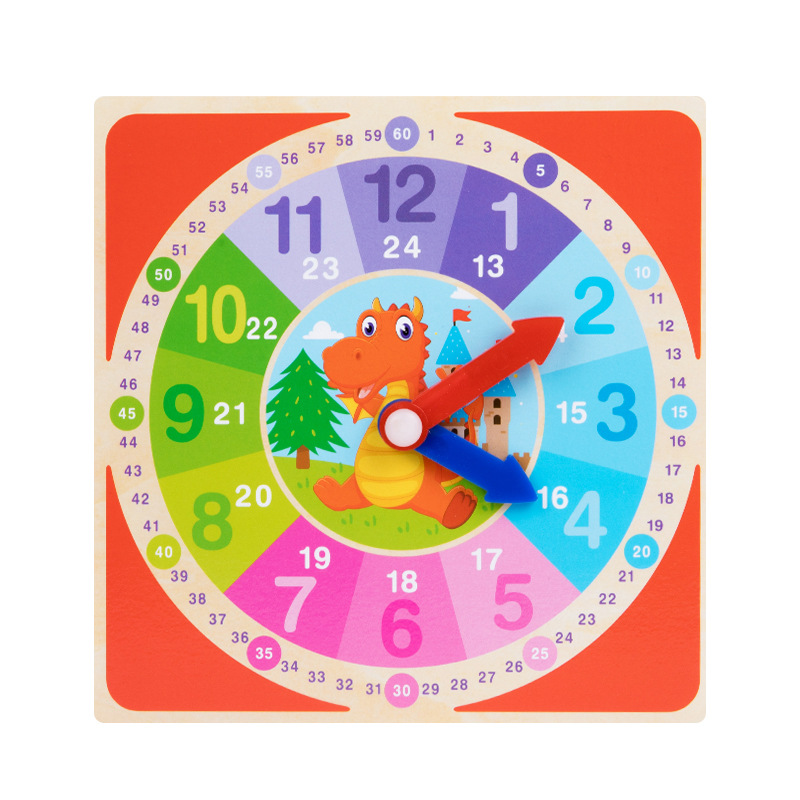 Reloj digital de madera para niños, ayudas didácticas, formas geométricas, bloques de construcción, cognición, educación temprana para bebés, juguetes de iluminación intelectual