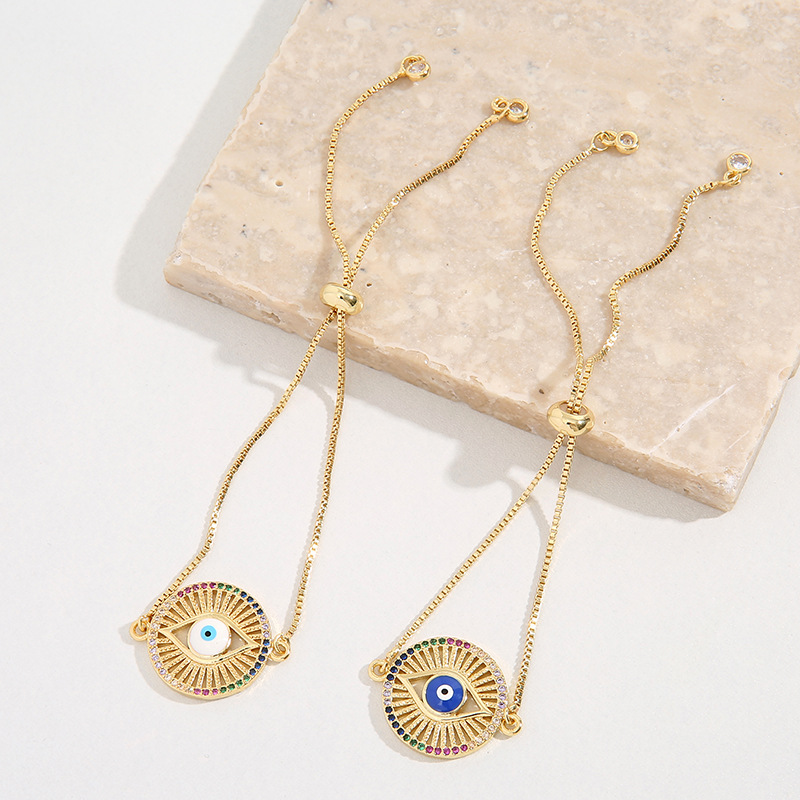 Retro Devilu0027S Eye Copper Inlay Zircon Bracelets