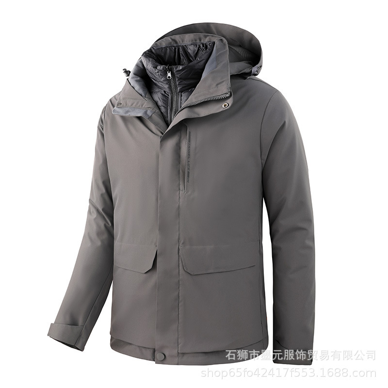 Hombres y mujeres al aire libre impermeable al aire libre tres en dos piezas conjunto de revestimiento de plumón desmontable chaqueta de frío abrigo de moda image 12