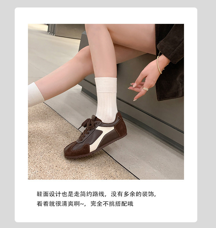 Giày sneaker nữ da cừu phối màu, đế cao su, tăng chiều cao bên trong 5 cm, kiểu retro — Màu nâu (cao hơn 5cm bên trong) có sẵn, Màu nâu (cao hơn 5cm bên trong) đã sẵn sàng để bán, Màu đen (cao hơn 5cm bên trong) có sẵn hàng, Màu đỏ (tăng thêm 5cm bên trong) hàng sẵn có chi tiết 12