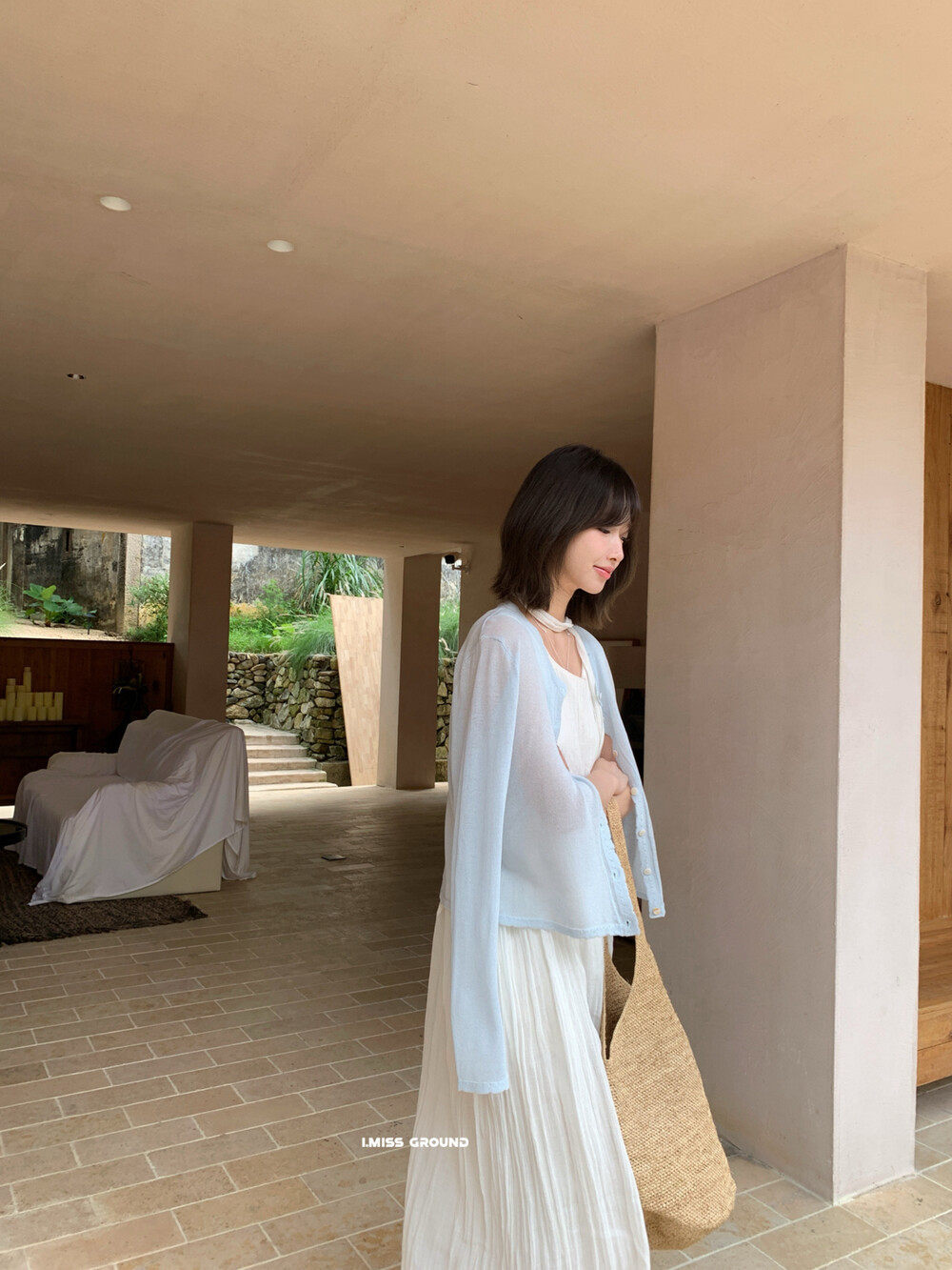 Áo khoác cardigan nữ dáng rộng tay dài chất liệu linen phối ren họa tiết hoa — xanh đậm, Xanh nước biển, trắng ngà, Dưa lưới chi tiết 14