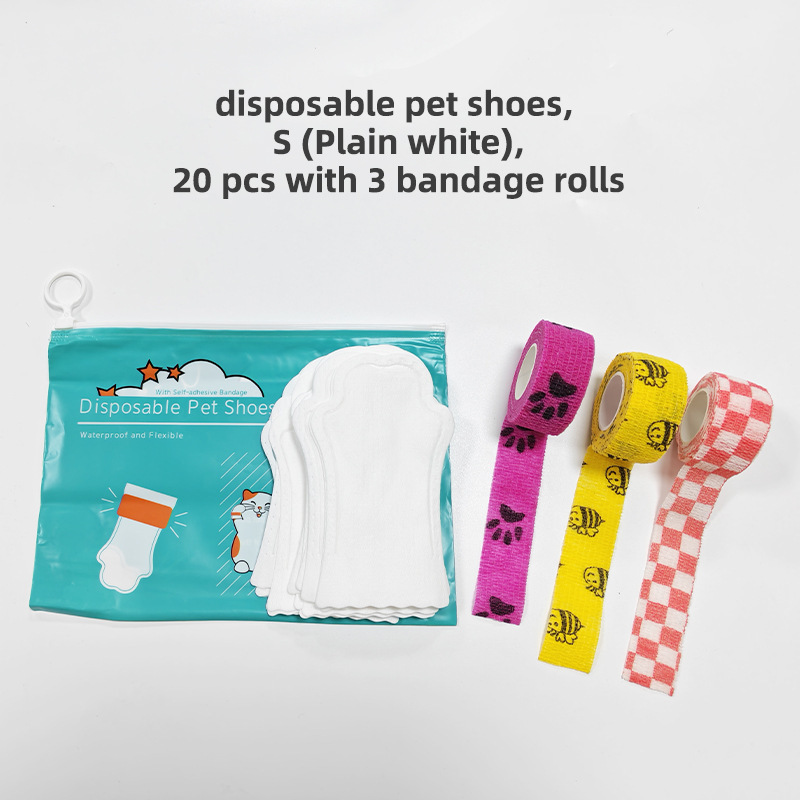 흰색 S(20개/가방), 임의 색상의 붕대 3롤 포함