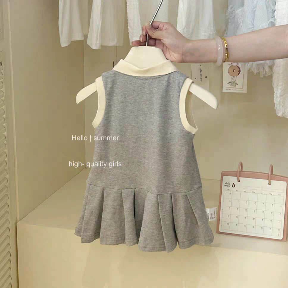 Xianning siete niñas verano nuevo estilo gris oso estilo universitario falda bebé estilo occidental falda de polo vestido de chaleco