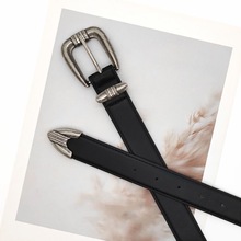 美式牛仔骑兵皮带百搭单品通勤小众做旧复古百搭雕花扣头时尚皮带