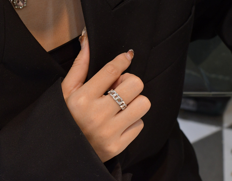 Fashion Geometric Sterling Silver Inlay Zircon Rings 1 Piece