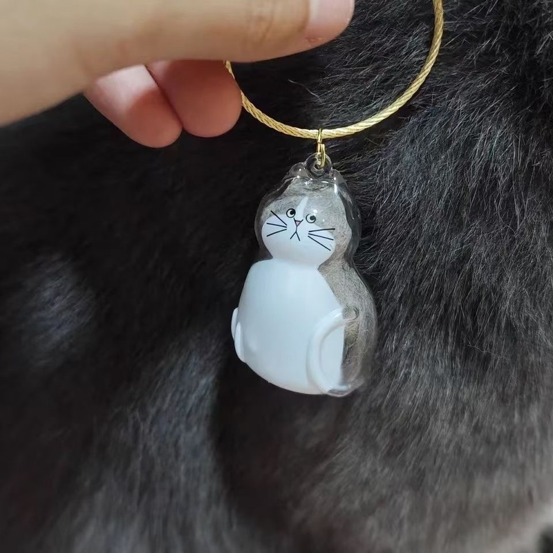 透明猫毛収納ボックスチャームガチャ猫毛収納カプセル記念コレクション車のキーバッグキーホルダー|undefined
