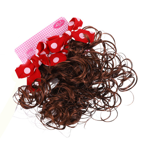 new children's wig girl baby long hair girl bow short curly hair princess hairpin hair accessories headdress