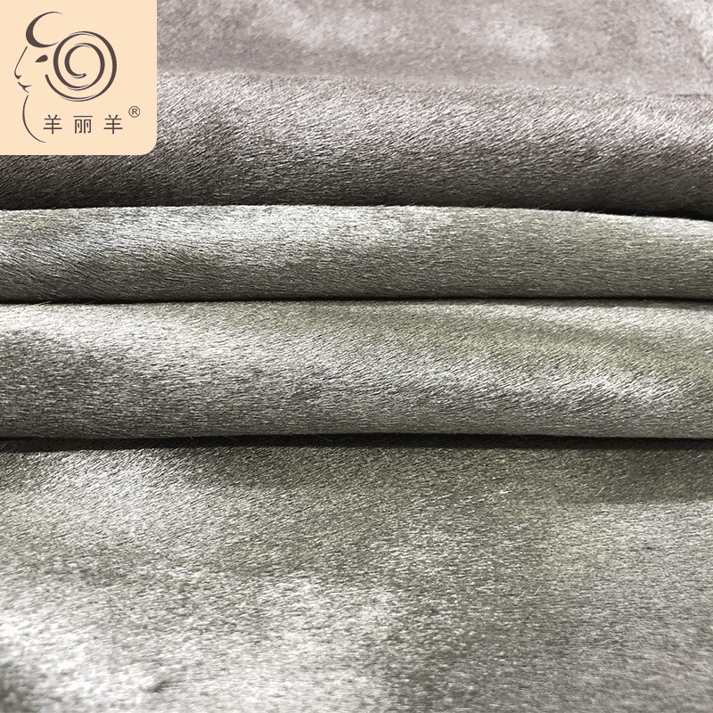 原装进口电镀银色胎牛毛皮 服装箱包头层牛皮 真皮毛一体牛皮批发