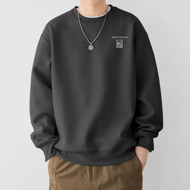 Añadir camisa de cuello redondo de vello para hombres primavera y otoño estilo americano camisa pesada nueva chaqueta de pareja de moda de gran tamaño