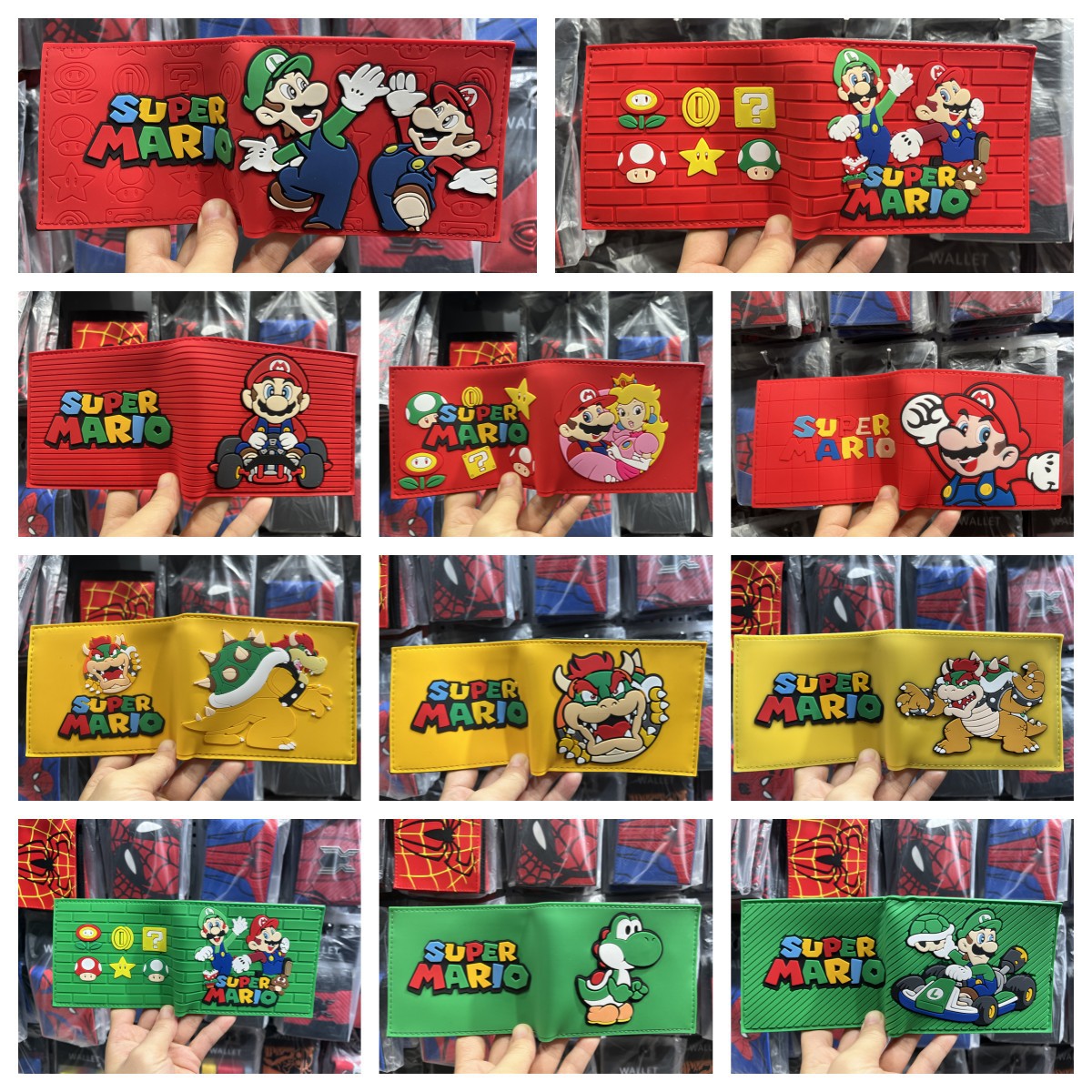 Mario Super Marie PVC cuero corto doble billetera Mario Mriao cambio cartera tarjeta de cuero