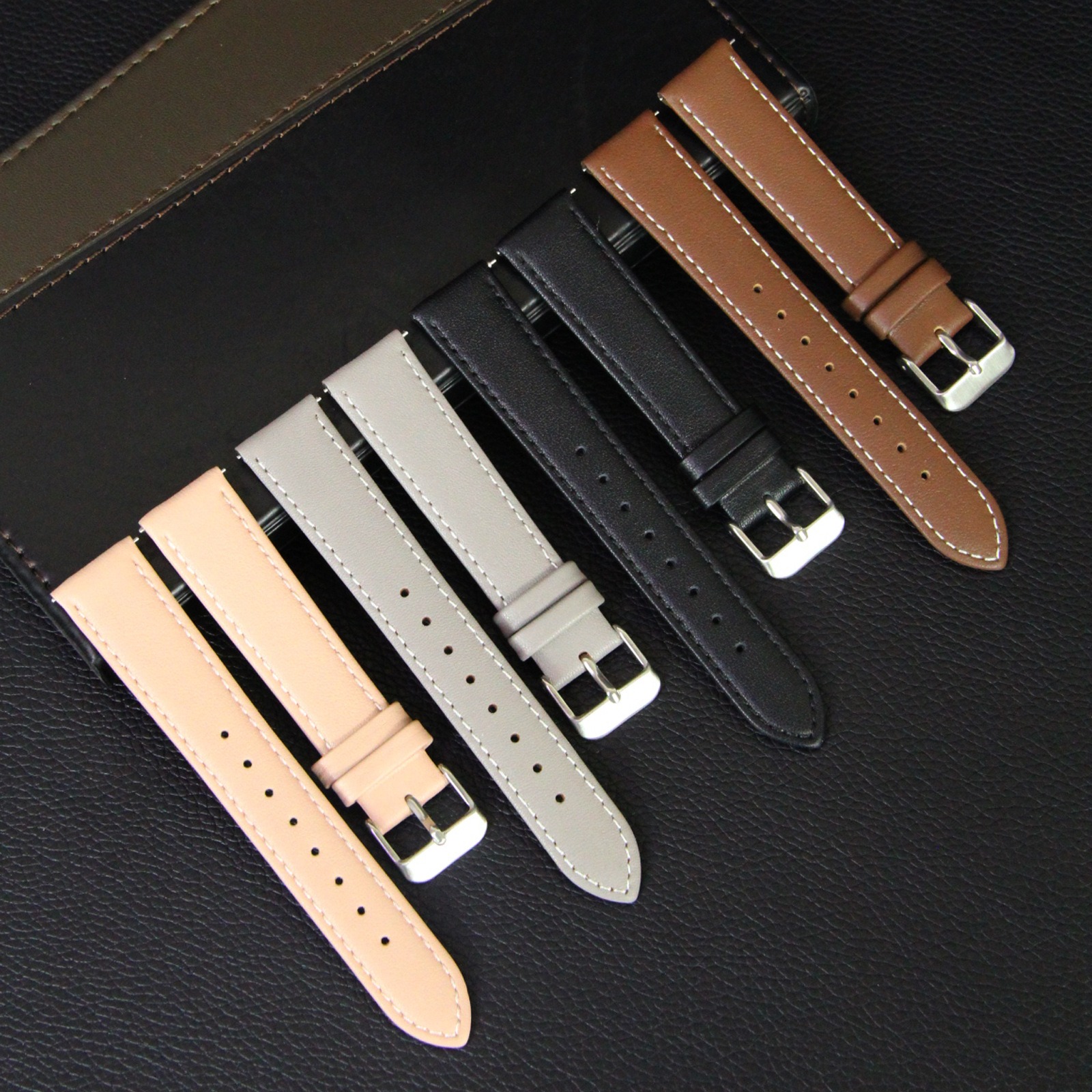 Factory Direct Supply 18mm First-Layer Genuine Leather Watch Strap Business High-End Ladies Watch Strap Anti-Sweat and Wear-Resistant Customizable Watch Strap