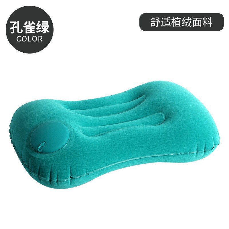 Founded velvet Press the inflatable pillow-peacock green