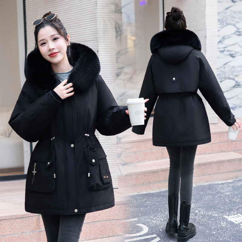 Una ropa de invierno, tres nuevos tipos desmontables de invierno para mujeres, 2024 nuevos tipos de invierno para la cintura y el grosor de la chaqueta de cuello de lana