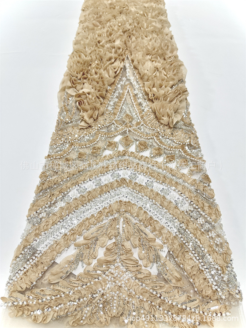 Moda transfronteriza ins Gaoding vestido de boda vestido de moda tela nueva tela bordada de placas con sequillas