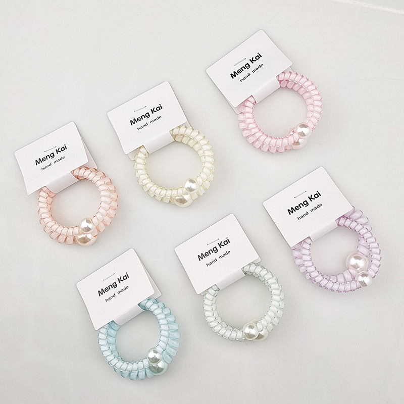 Pinxu jelly color pearl telephone line hair ring suit simple sweet cute Joker exquisite hair rope hair accessories wholesale