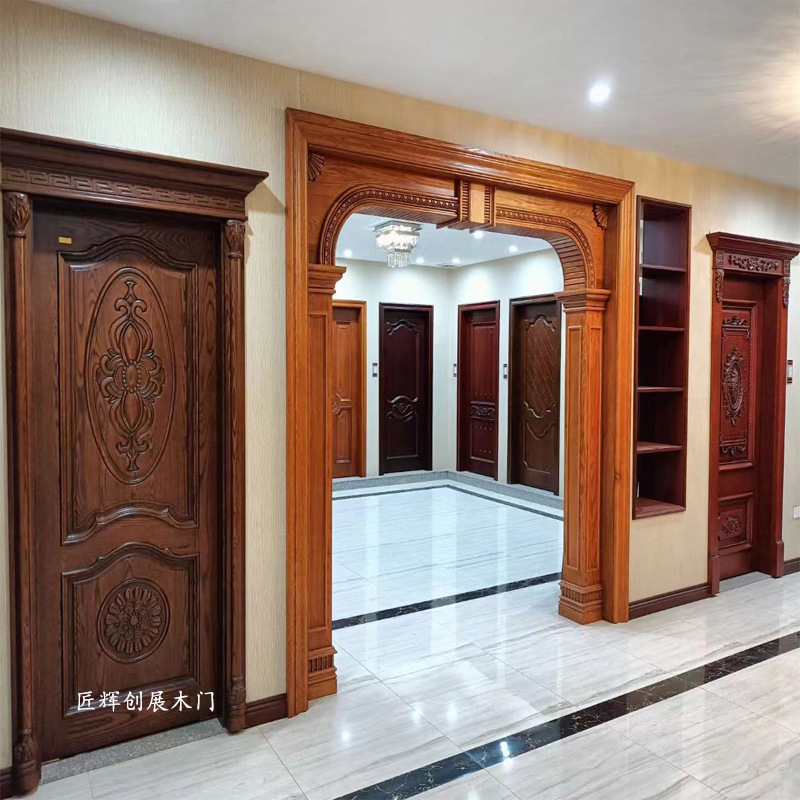 Solid Wood Matte Door Cover European Style High-End Decoration Living Room American Red Oak Log Luxury Decorative Matte Cover