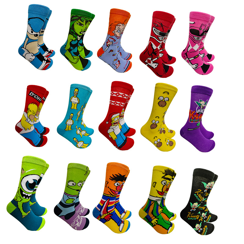 Calcetines de media pantorrilla a la moda con diseño de dibujos animados, creativos y personalizados, de algodón jacquard, de Suri Knitting, suministro transfronterizo.