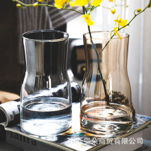 批发北欧创意ins风透明玻璃花瓶水培鲜花插花装饰品客厅家用摆件