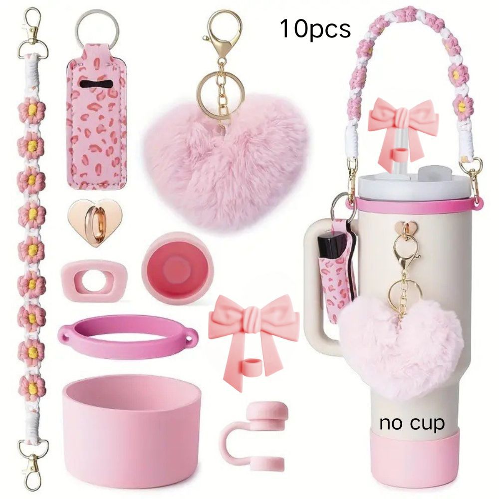 Accesorios de Amazon Stanley 40oz tejido corda de mano flor nudo gorra de paja cubierta taza colgante de pelo