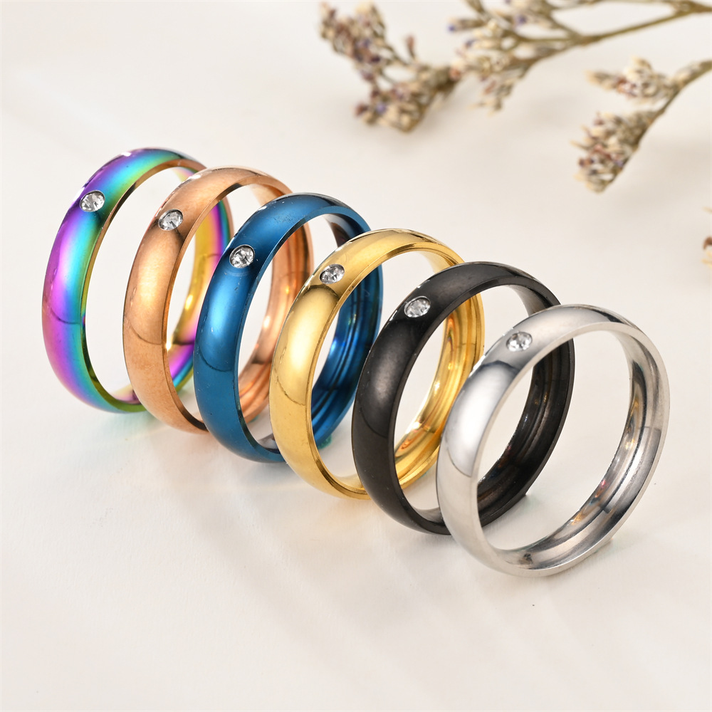 Simple Style U Shape Titanium Steel Rings Plating Metal Stainless Steel Rings