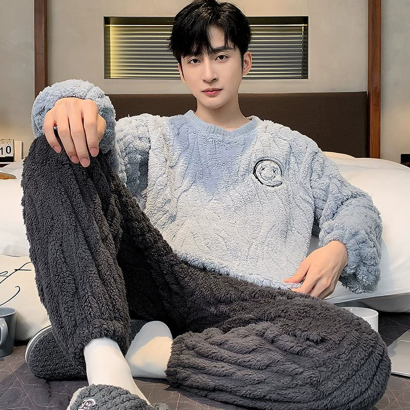 Пижама мужской коралловый бархат зимой плюшевый толстый