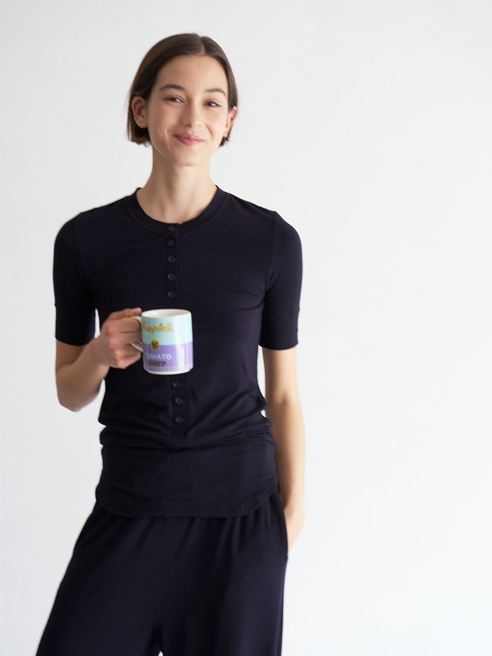 Title 14, Kadın Yuvarlak Yaka Yarım Hırka Kısa Kollu Pant...