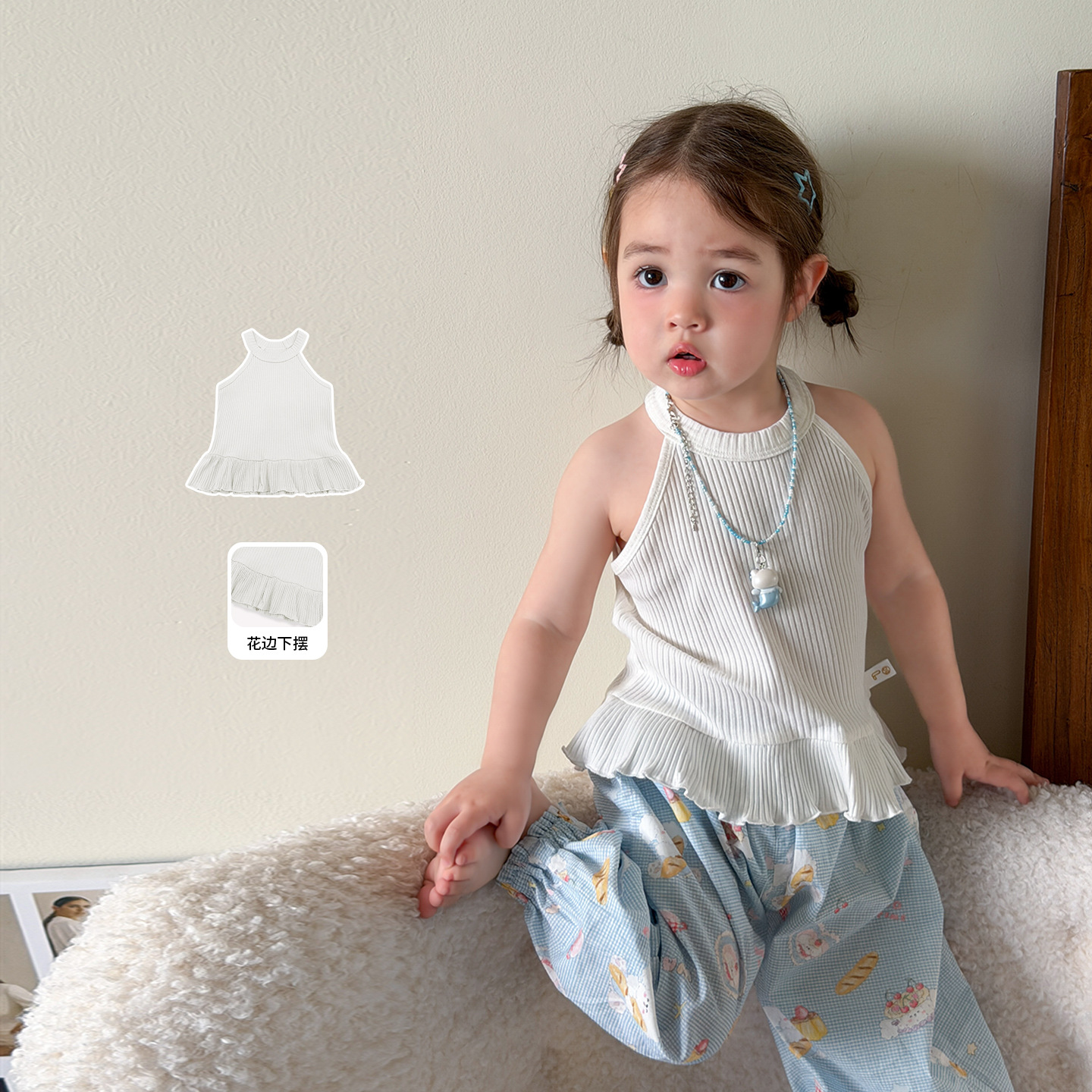 Sugar Pear ropa infantil chaleco de verano delgado 2026 ropa de niños ropa de bebé tipo A chaqueta de cinturón de bebé