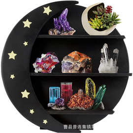 黑色木质圆形墙上置物架实木壁挂式隔板客厅装饰收纳架厂家批发