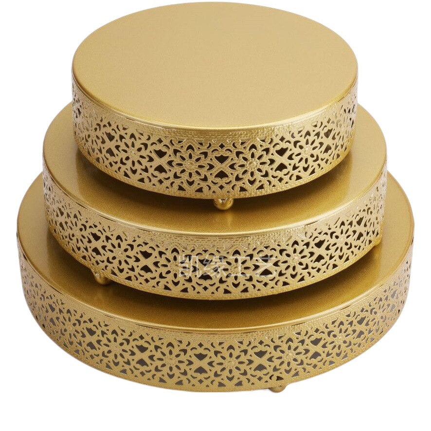 Oro postre decoración de la tabla Europea boda accesorios encaje hierro pastel té merienda combinación rack