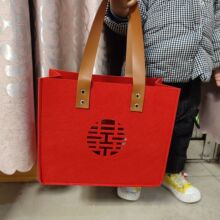 婚庆伴手礼手提回礼袋毛毡节日礼品袋手提包收纳包