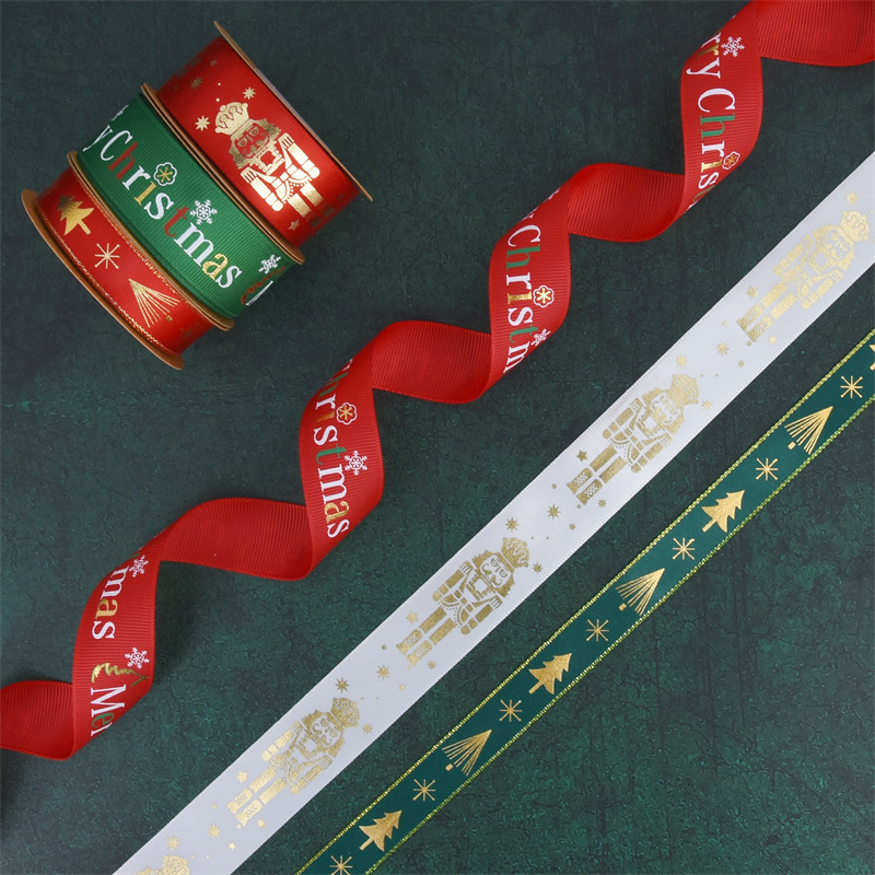 Nuevos productos Amazon Walnutman cintas estampadas letras de seda de árbol de Navidad caja de regalo de Navidad embalaje cinta forjada pequeño rollo